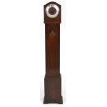 Art Deco oak striking granddaughter clock, 127cm high