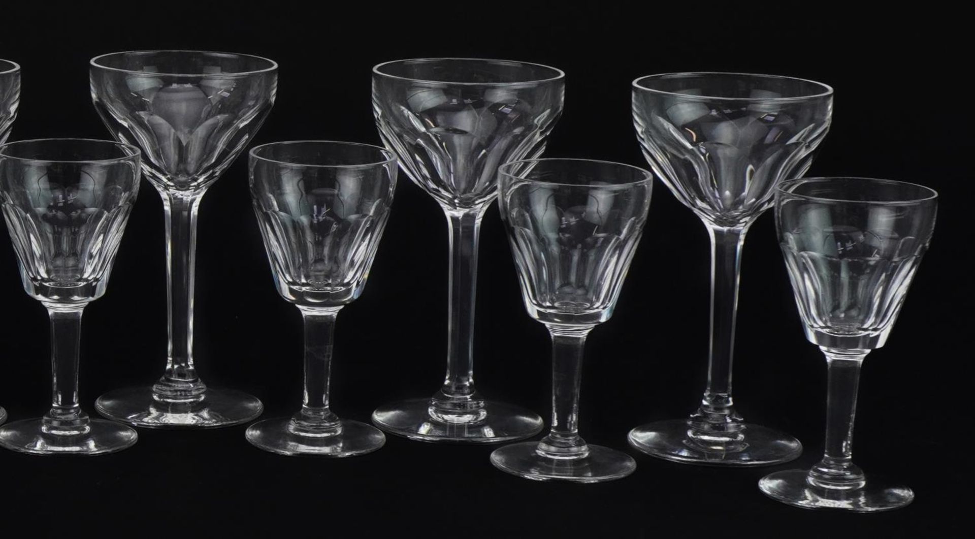 Two sets of six good quality cut glass glasses, the largest each 11cm high - Image 6 of 6