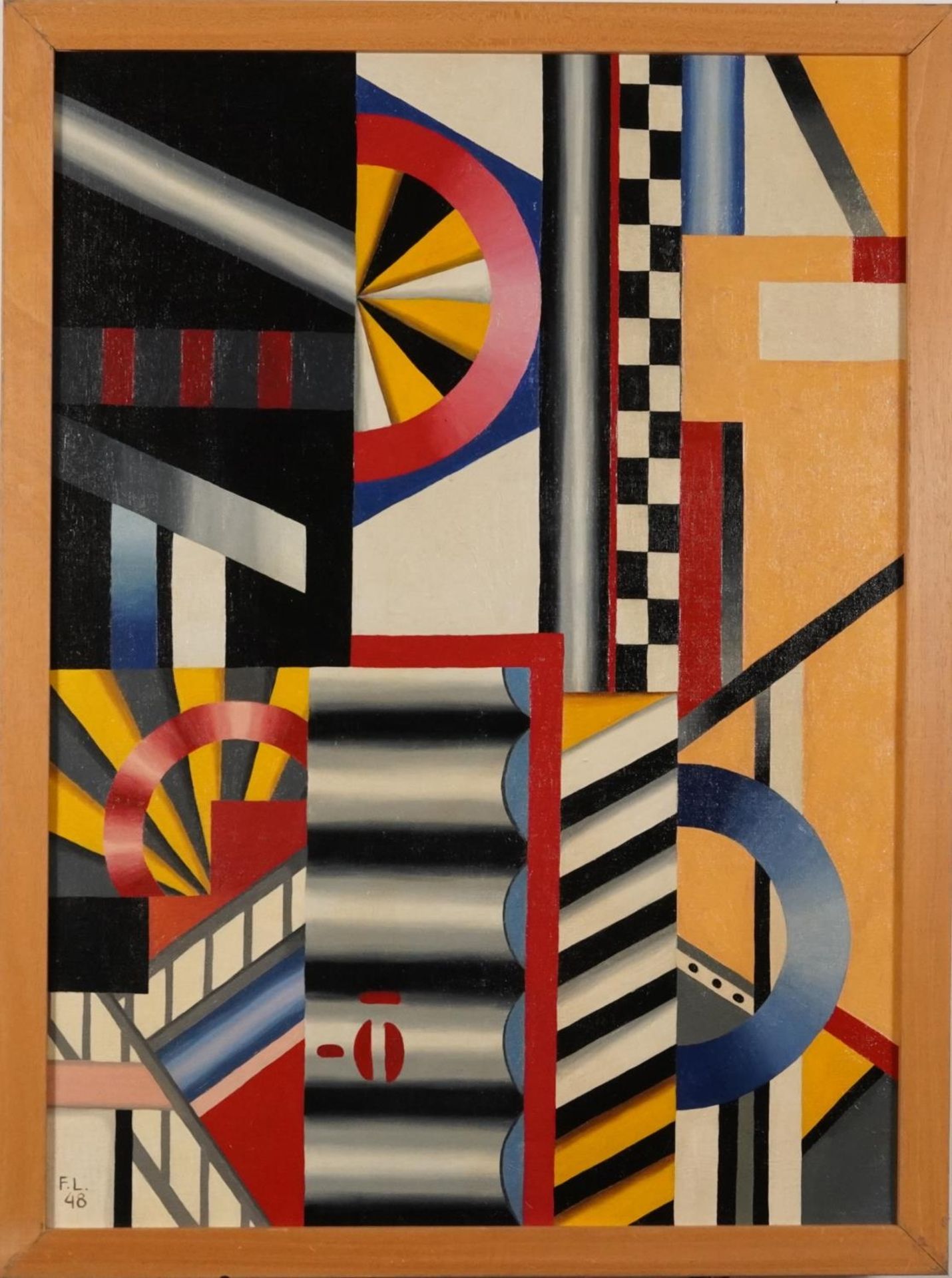 Manner of Fernand Leger - Mechanical Devices, French school oil on canvas, framed, 76cm x 54.5cm - Image 2 of 4