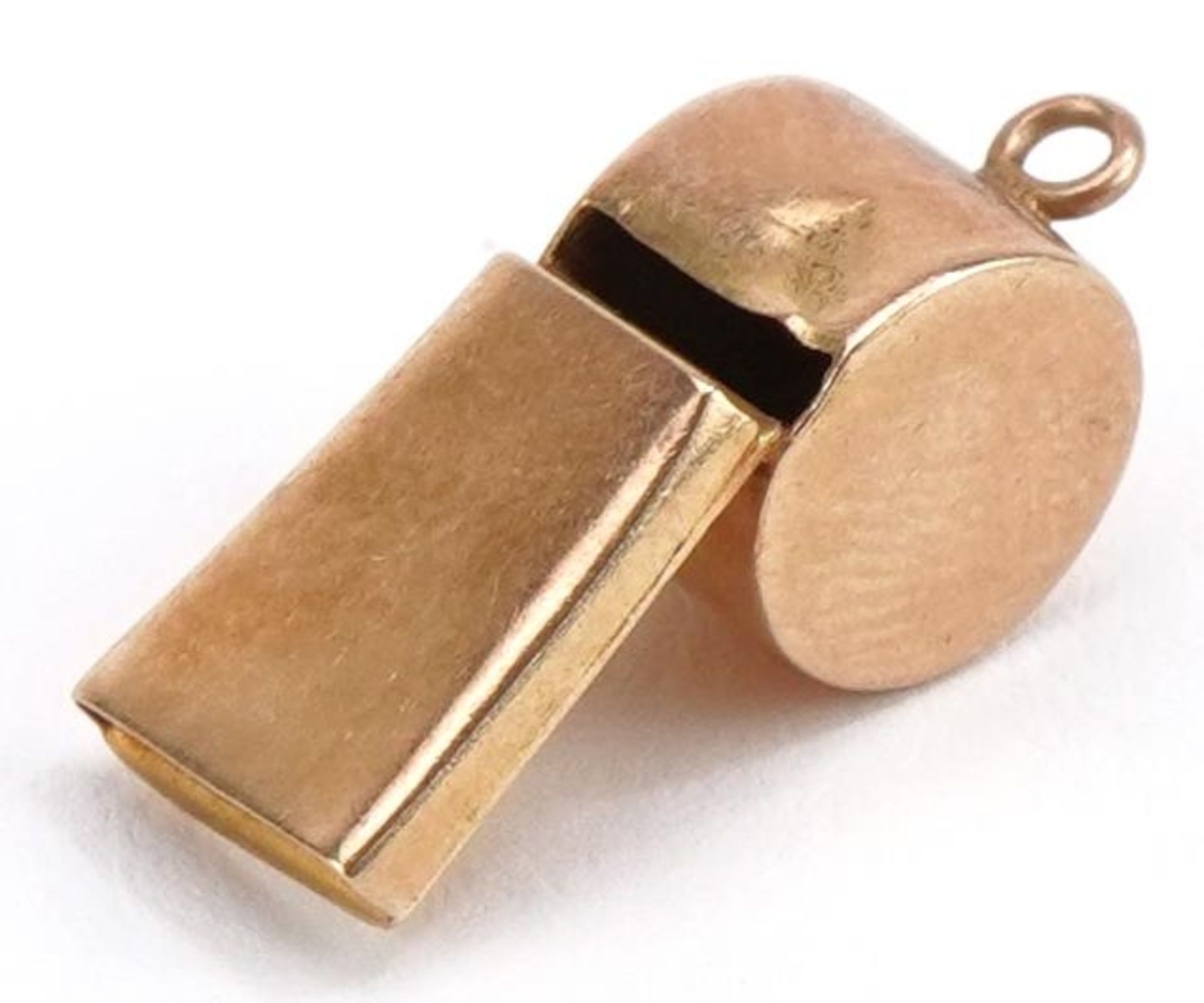 9ct gold whistle charm, 1.8cm high, 0.9g