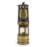 Ackroyd & Best brass miner's lamp, 28cm high