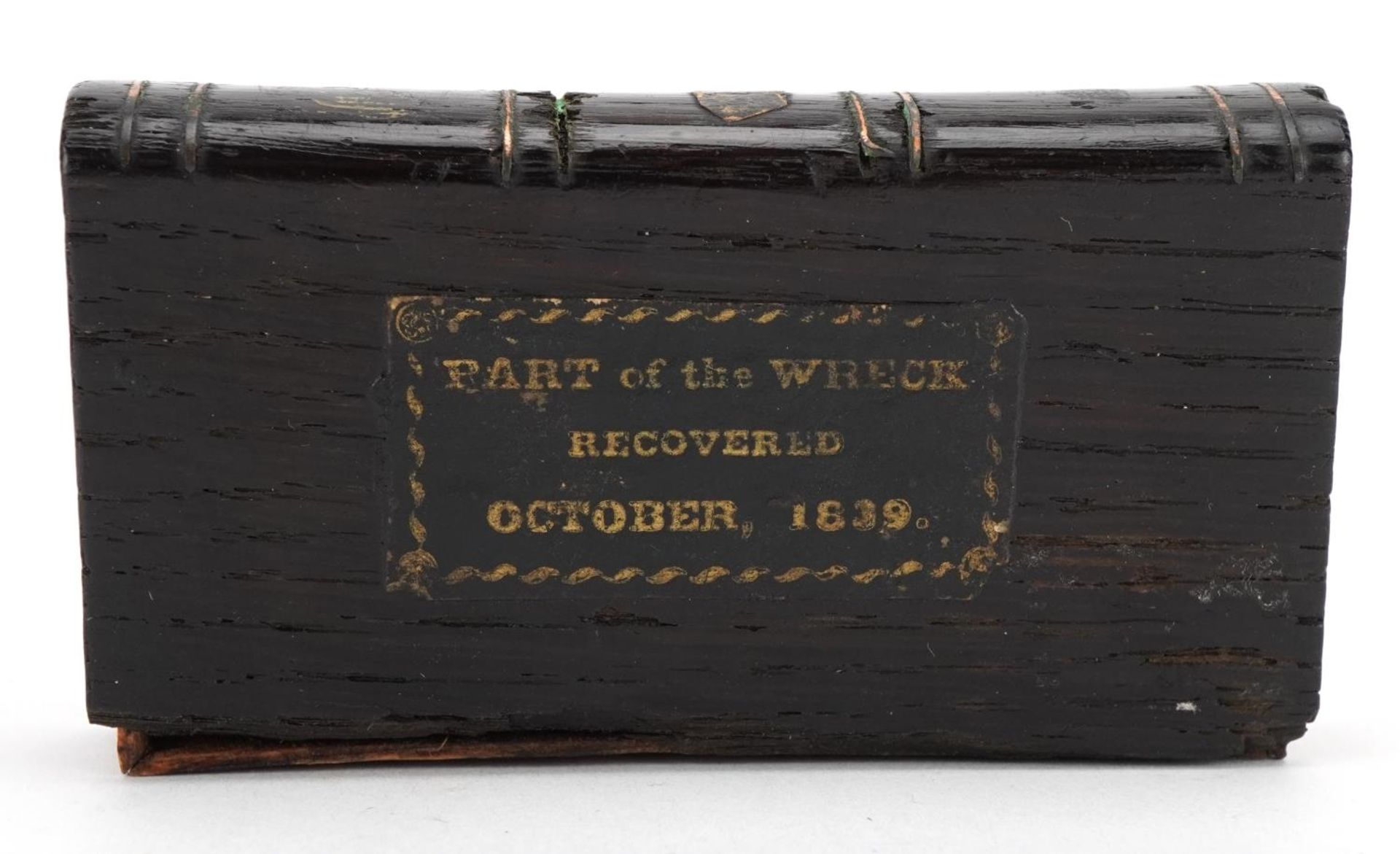 19th century Naval interest treen book made from part of the wreck of the Royal George sunk August - Image 6 of 8