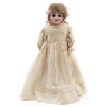 Antique German bisque headed doll, possibly Heinrich Handwerck, impressed H 2/? H to the neck,