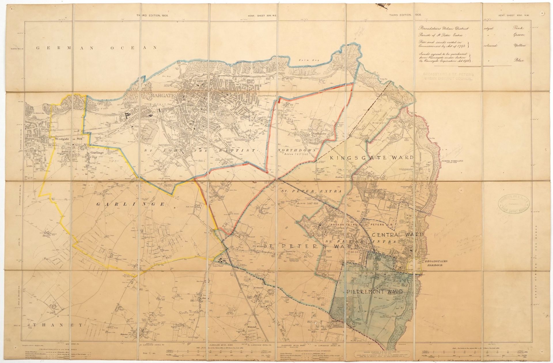 Early 20th century Edward Stanford canvas backed folding map of the German ocean with slip case, - Bild 2 aus 5