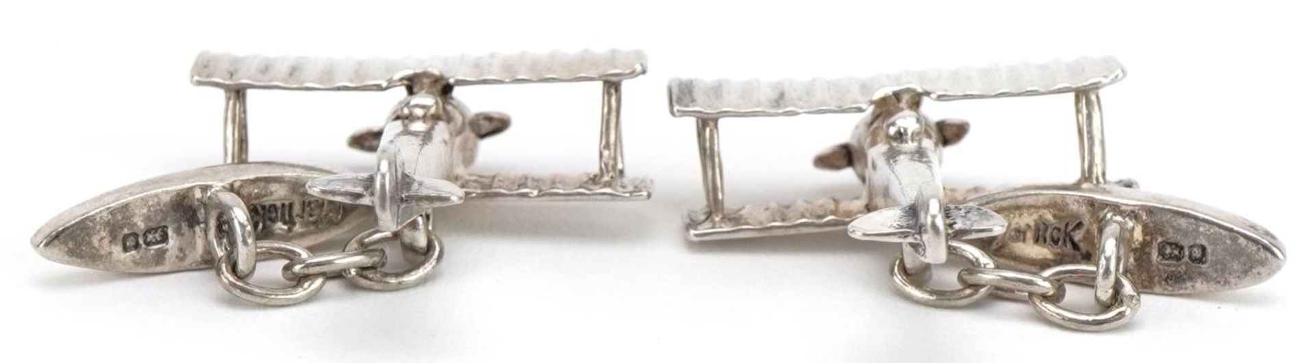 Martick, pair of silver cufflinks in the form of bi-planes, 2.6cm wide, 10.8g - Bild 2 aus 3