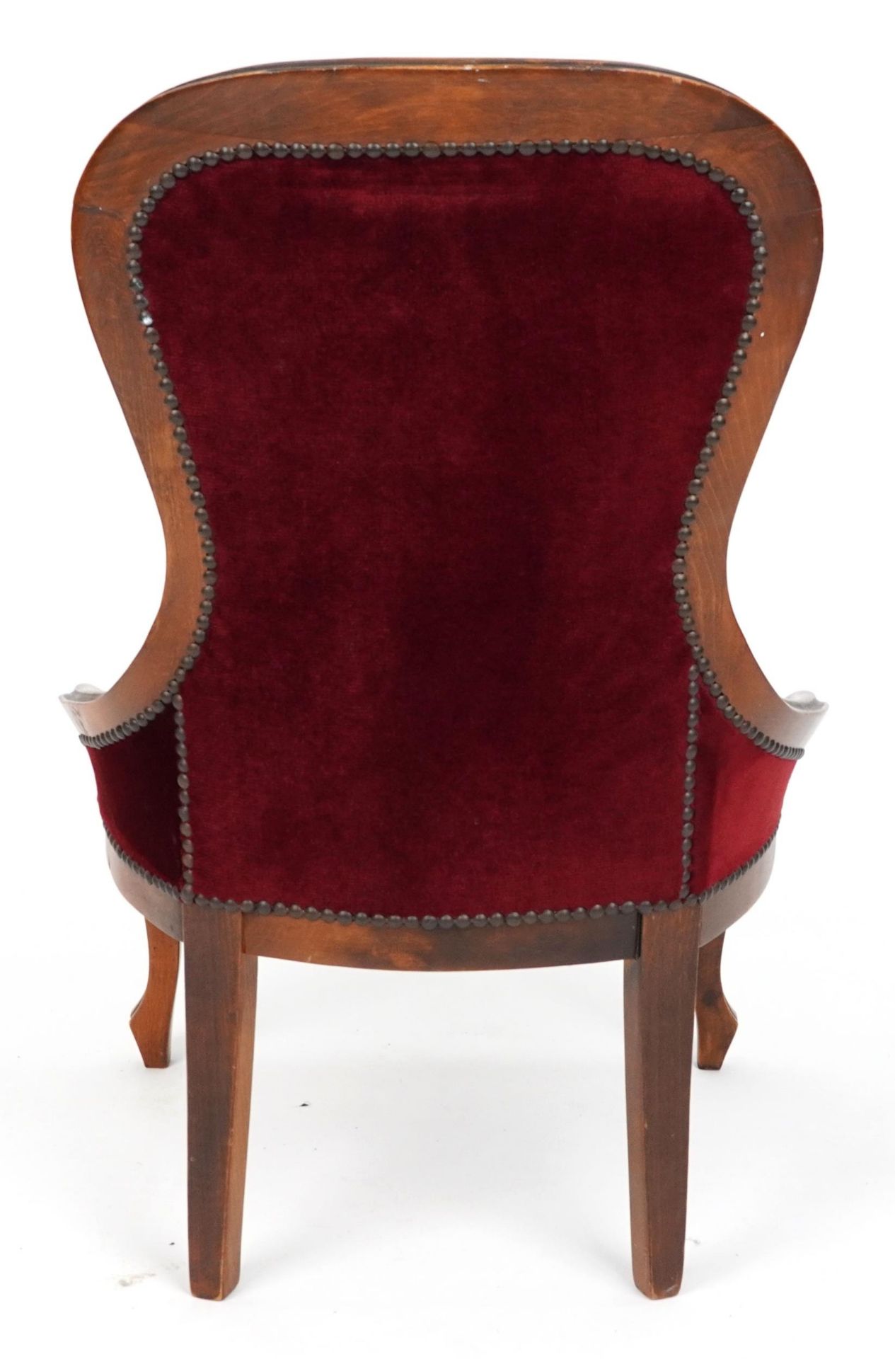 Victorian style mahogany framed bedroom chair with button back upholstery, 90cm high - Bild 4 aus 4