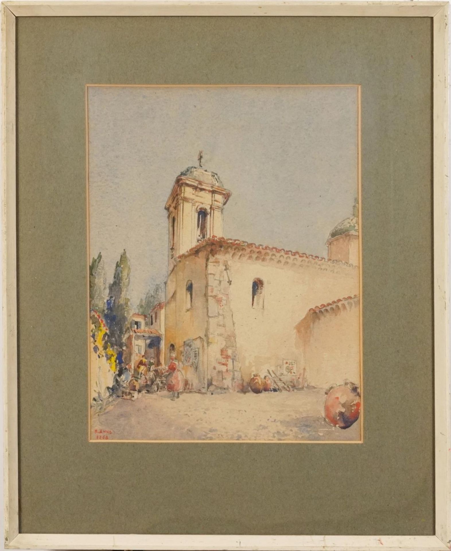 Kenneth Anns 1953 - Figures before a tower, mid 20th century watercolour, biography and various - Image 3 of 12