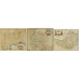 Three Robert Morden antique hand coloured maps comprising Herefordshire, Somersetshire and