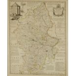 An Improved Map of the County of Stafford, hand coloured antique map by Emmanuel Bowen, The Graves