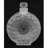 Lalique, French Dahlia frosted glass perfume bottle etched Lalique France to the base, 13.5cm high