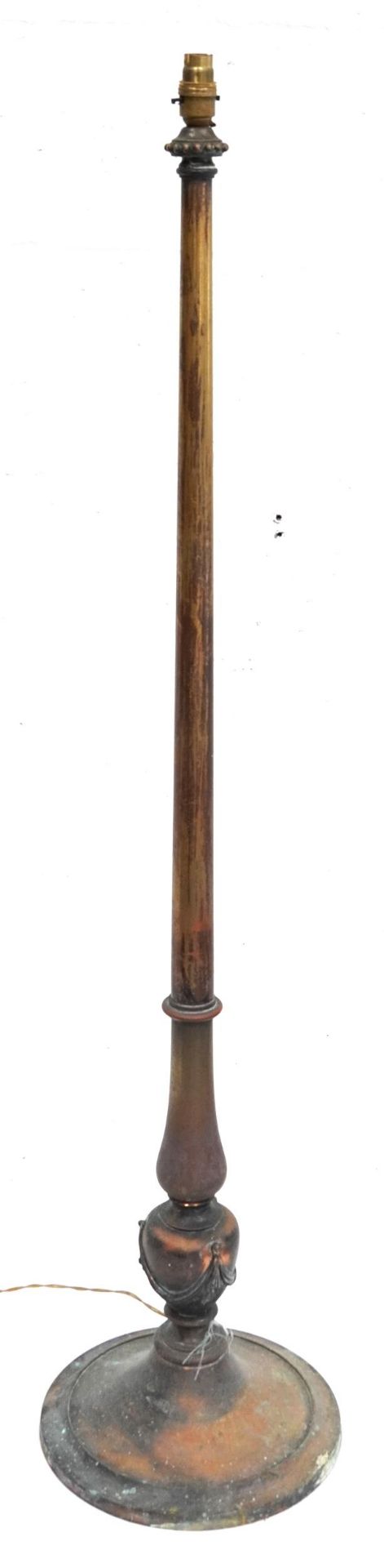 Victorian copper and brass standard lamp, 130cm high