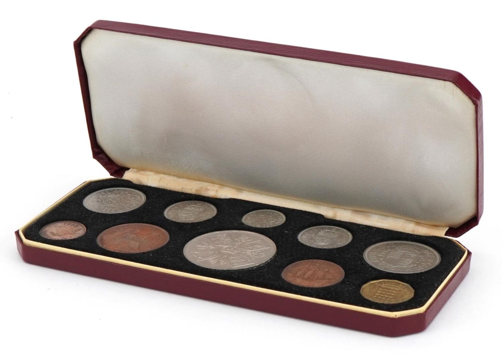Elizabeth II 1953 Coronation specimen coin set housed in a fitted case