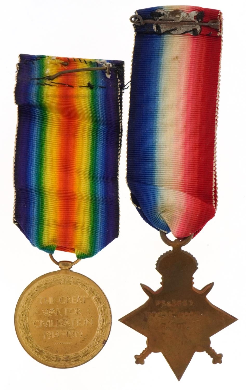 British military World War I medals comprising Victory medal and 1914-1915 star awarded to PS-3857. - Image 3 of 4