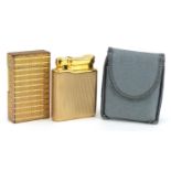 Colibri Monogas 9ct gold pocket lighter and an S J Dupont gold plated example
