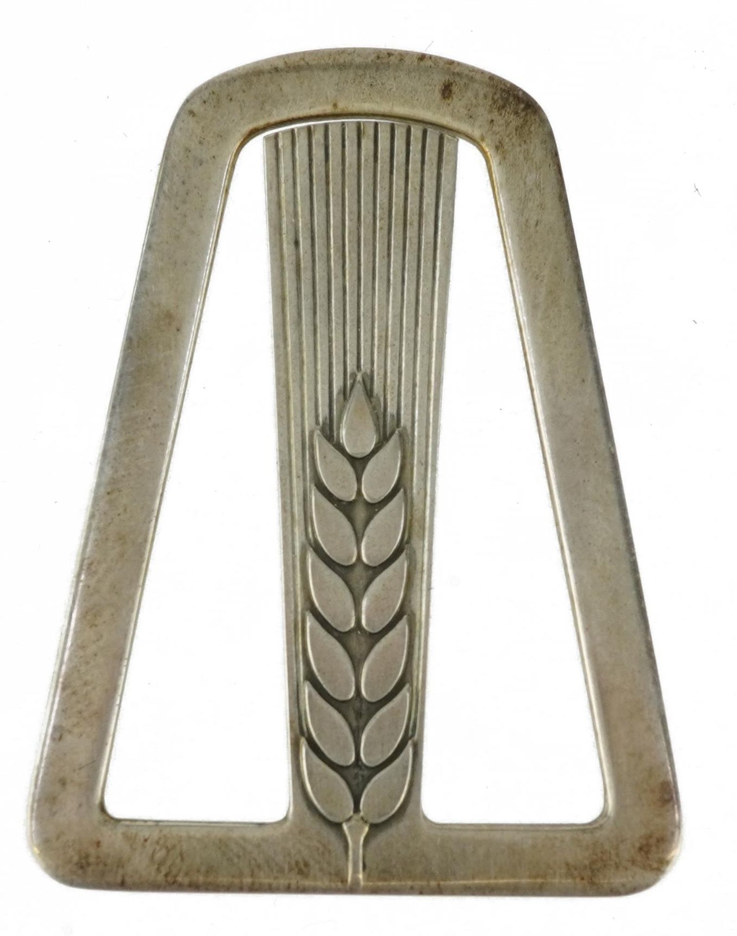 Arno Malinowski for Georg Jensen, Danish 925S silver wheat motif money clip numbered 334 housed in a - Image 2 of 10