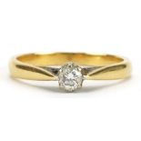 18ct gold diamond solitaire ring, the diamond approximately 0.20 carat, size N/O, 3.2g
