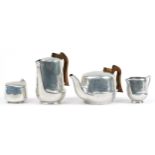 Vintage Picquot Ware four piece tea and coffee service, the largest 19cm high