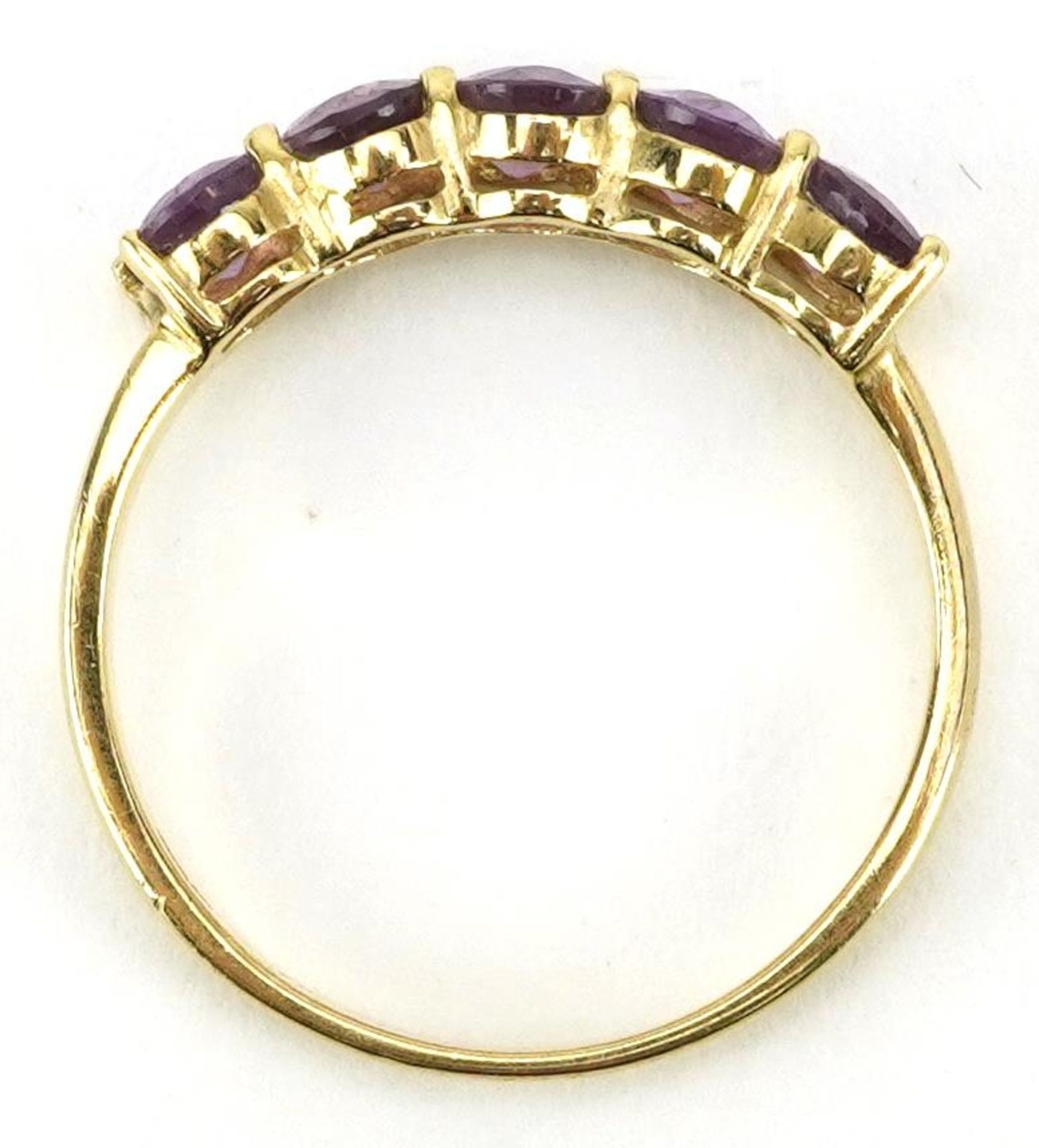 10k gold amethyst five stone ring, size N, 1.8g - Bild 3 aus 4