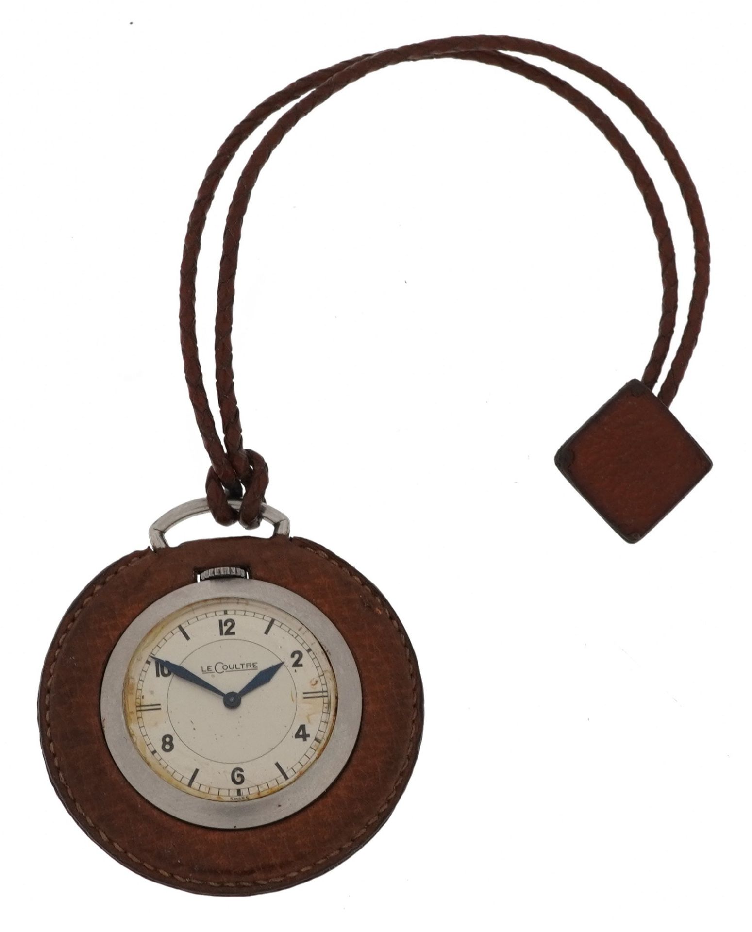 Jaeger LeCoultre fob watch with leather mount and strap, the watch 30mm in diameter - Bild 2 aus 3