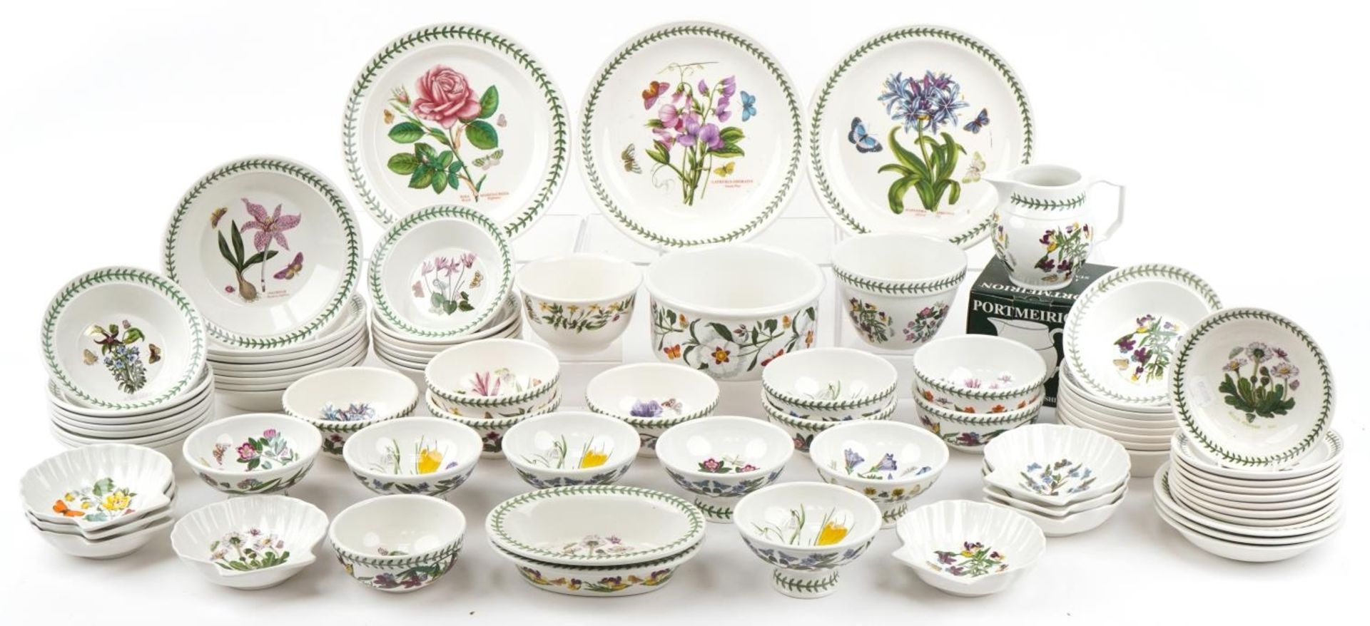 Large collection of Portmeirion Botanic Garden plates, bowls and dishes, the largest 27cm in