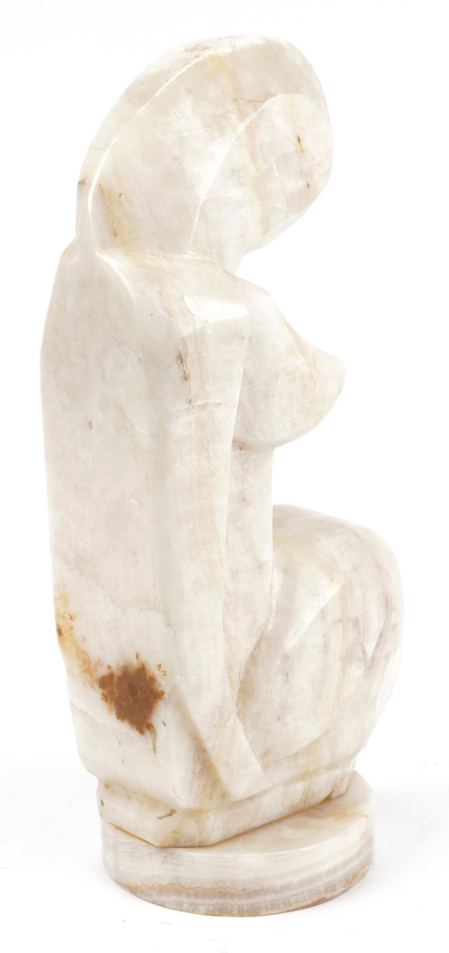 Large Modernist carved onyx sculpture in the form of a stylised nude female, engraved initials E G - Image 6 of 8