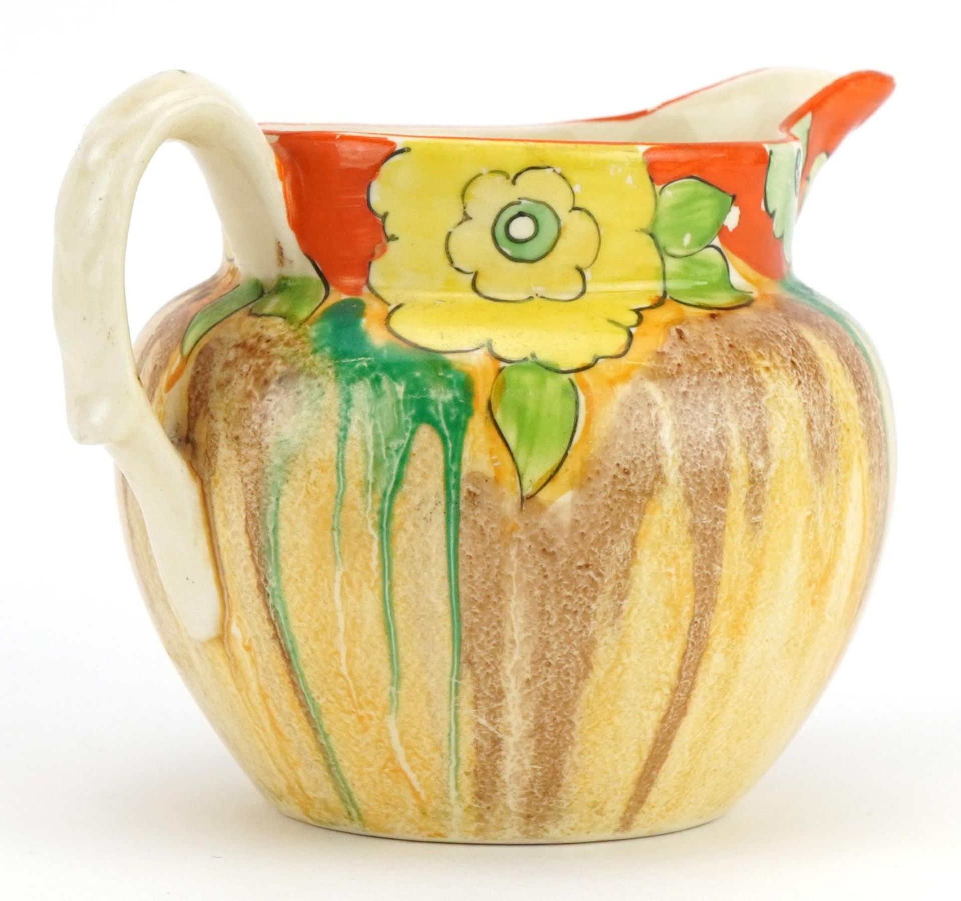 Clarice Cliff, Art Deco Bizarre pottery jug hand painted in the Lydiat pattern, 9cm high - Image 2 of 3