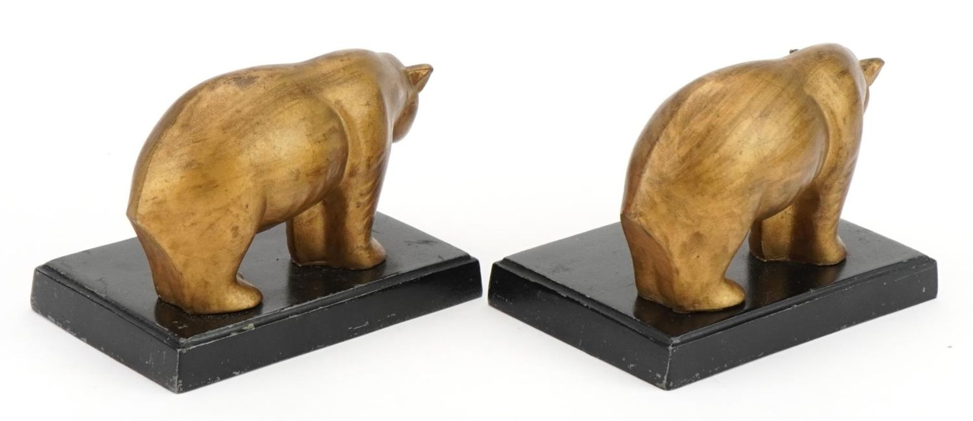 Matched pair of Art Deco cast metal bookends in the form of polar bears, each 13cm wide - Image 3 of 6