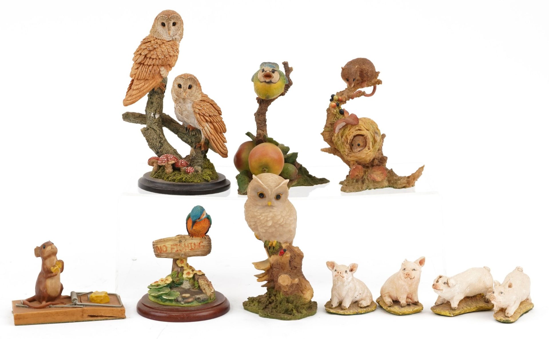 Ten animal figures including Country Artists and Aynsley, the largest 17cm high