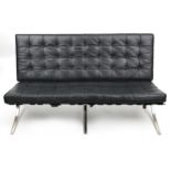 Chrome Barcelona settee with lift off cushions, designed by Ludwig Mies Van Der Rohe and Lilly