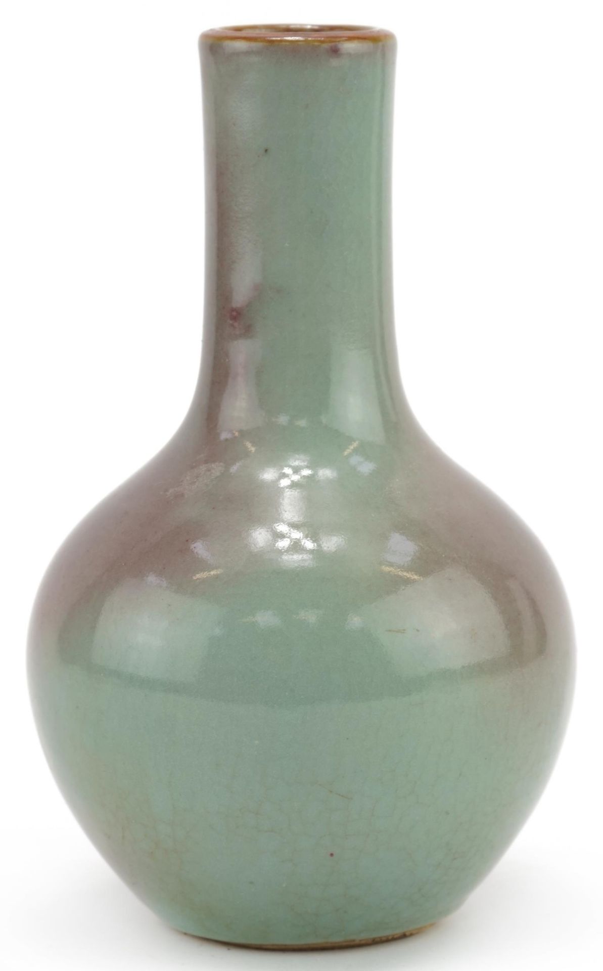 Chinese porcelain vase having a purple and green glaze, 16cm high