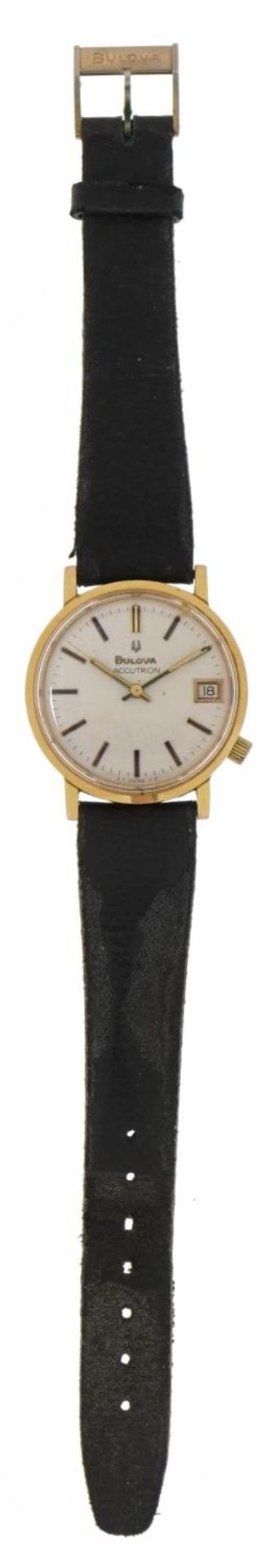 Bulova, gentlemen's gold Bulova Accutron wristwatch with date aperture housed in a Garrard & Co box, - Image 2 of 6