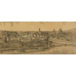 Panoramic view of Florence with cathedral, pencil signed print, limited edition 17/100, indistinctly