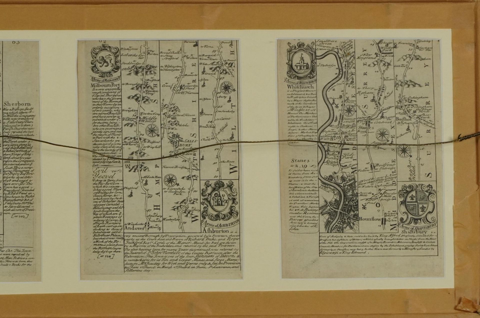 The Road from London to Newhaven and The Road from London to Land's End Cornwall, set of four 18th - Image 7 of 7