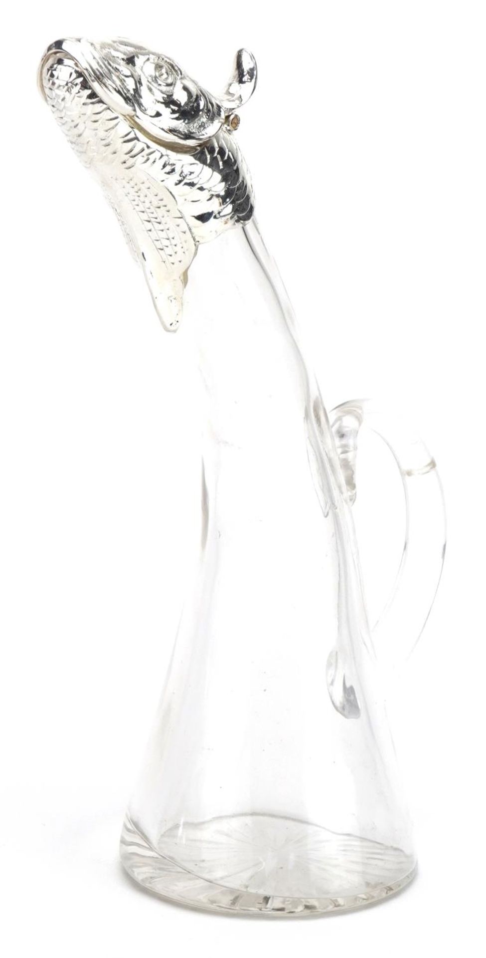 Novelty cut glass and silver plated claret jug in the form of a fish, 24cm high - Bild 8 aus 12