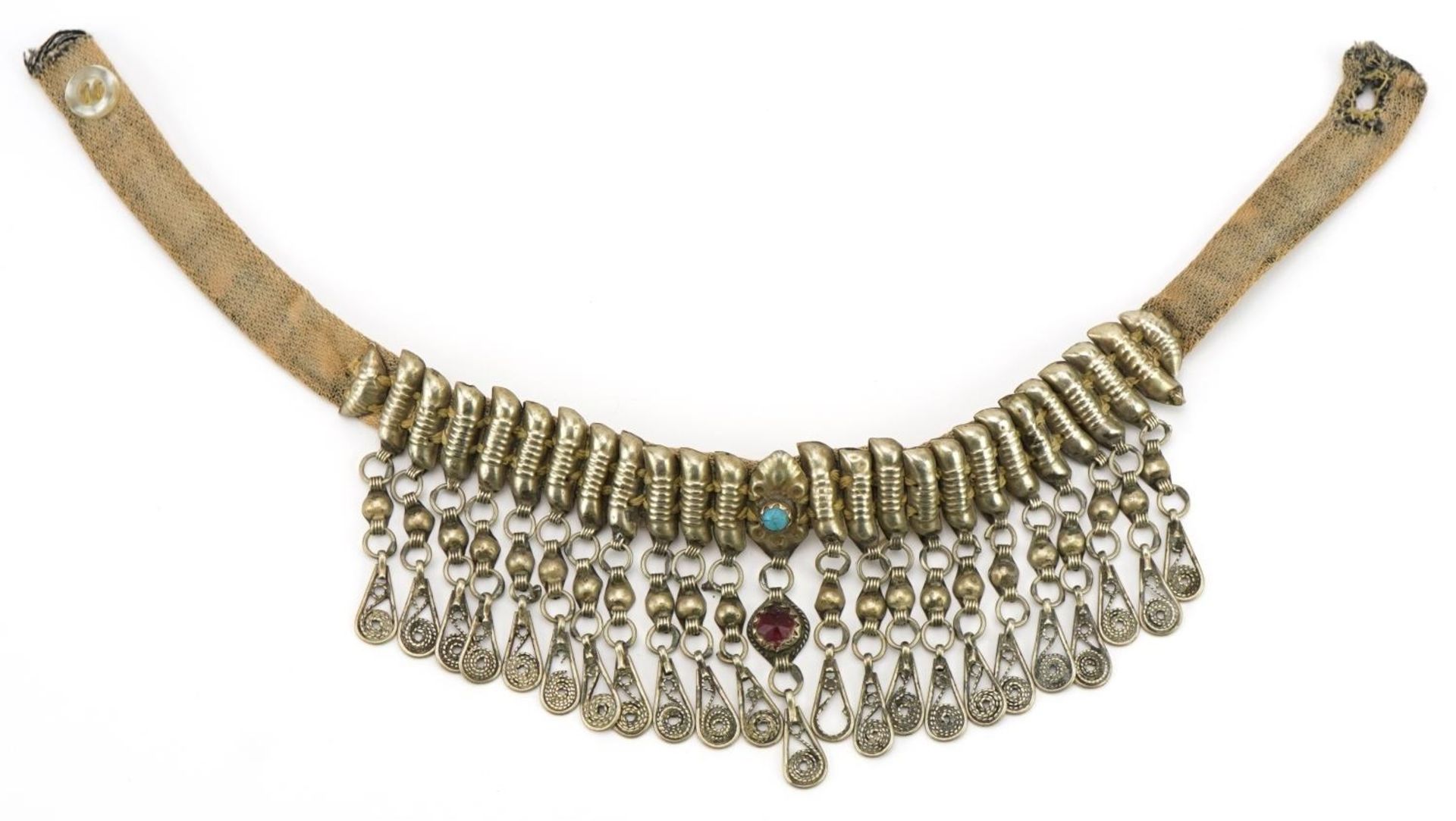 Turkish Ottoman white metal necklace, 33.5cm in length - Image 4 of 6