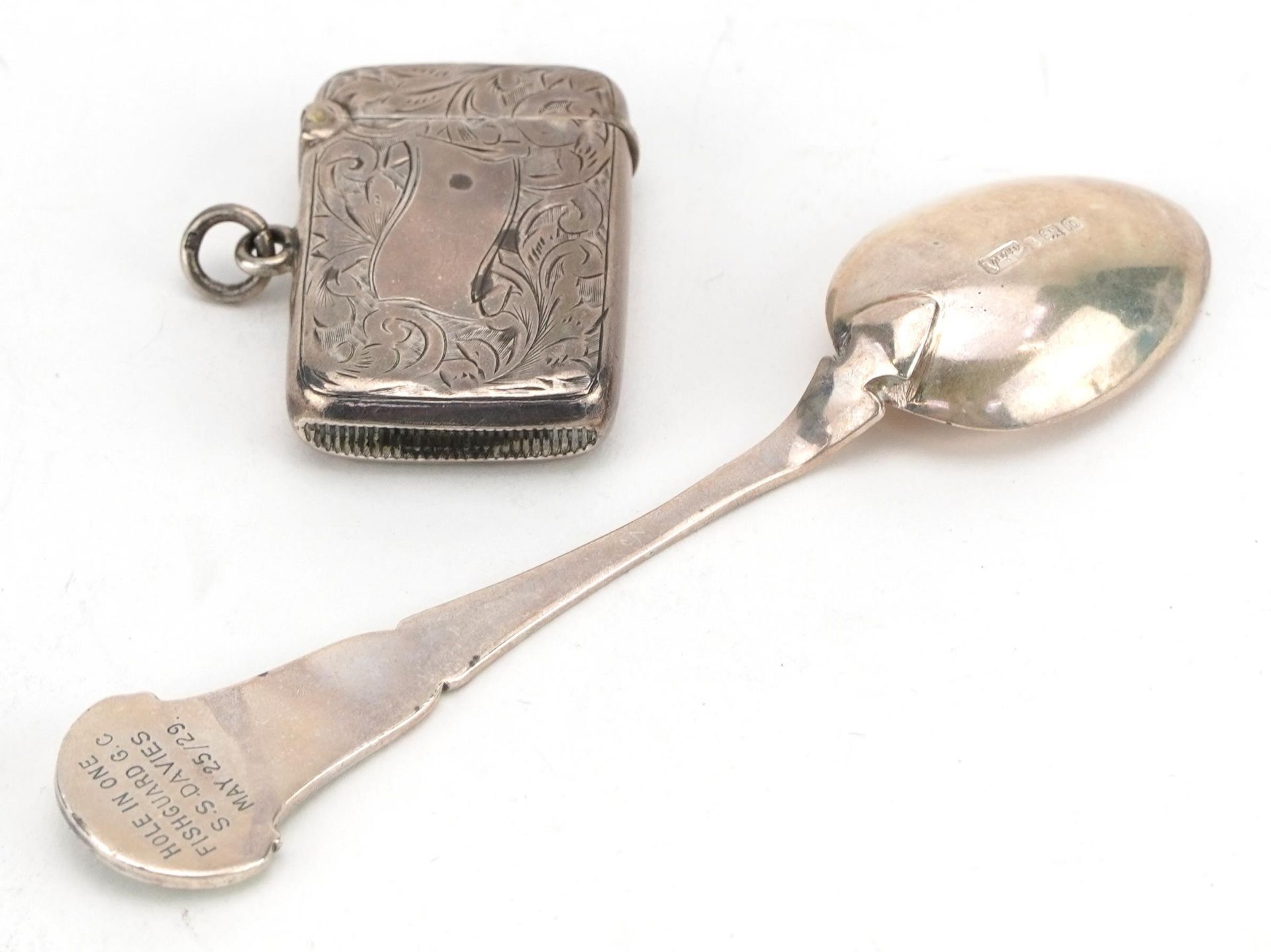 Silver golfing interest spoon enamelled with a Pierrot engraved Hole in One, Fishguard G C .S Davies - Image 5 of 8