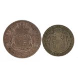 George VI 1937 crown and George V 1920 half crown, total 42.0g