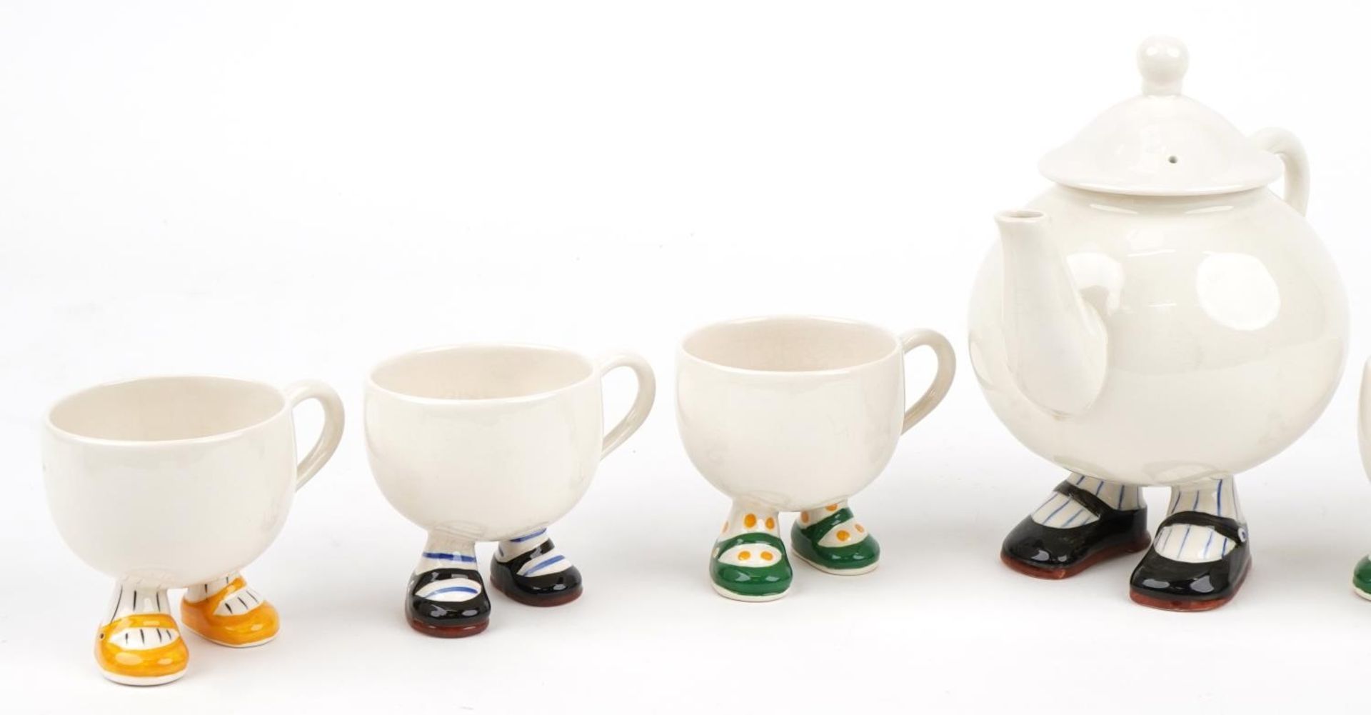 Carltonware Walking teaware comprising teapot and six cups, the largest 21cm in length - Image 4 of 12