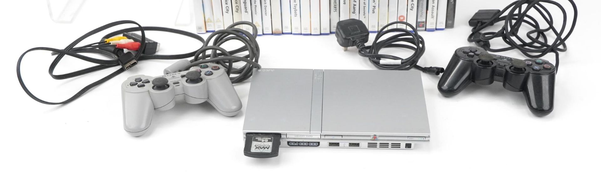 Sony PlayStation 2 games console with controllers and a collection of games - Image 3 of 3