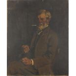 Portrait of a seated elderly gentleman holding spectacles, late 19th/early 20th century oil on