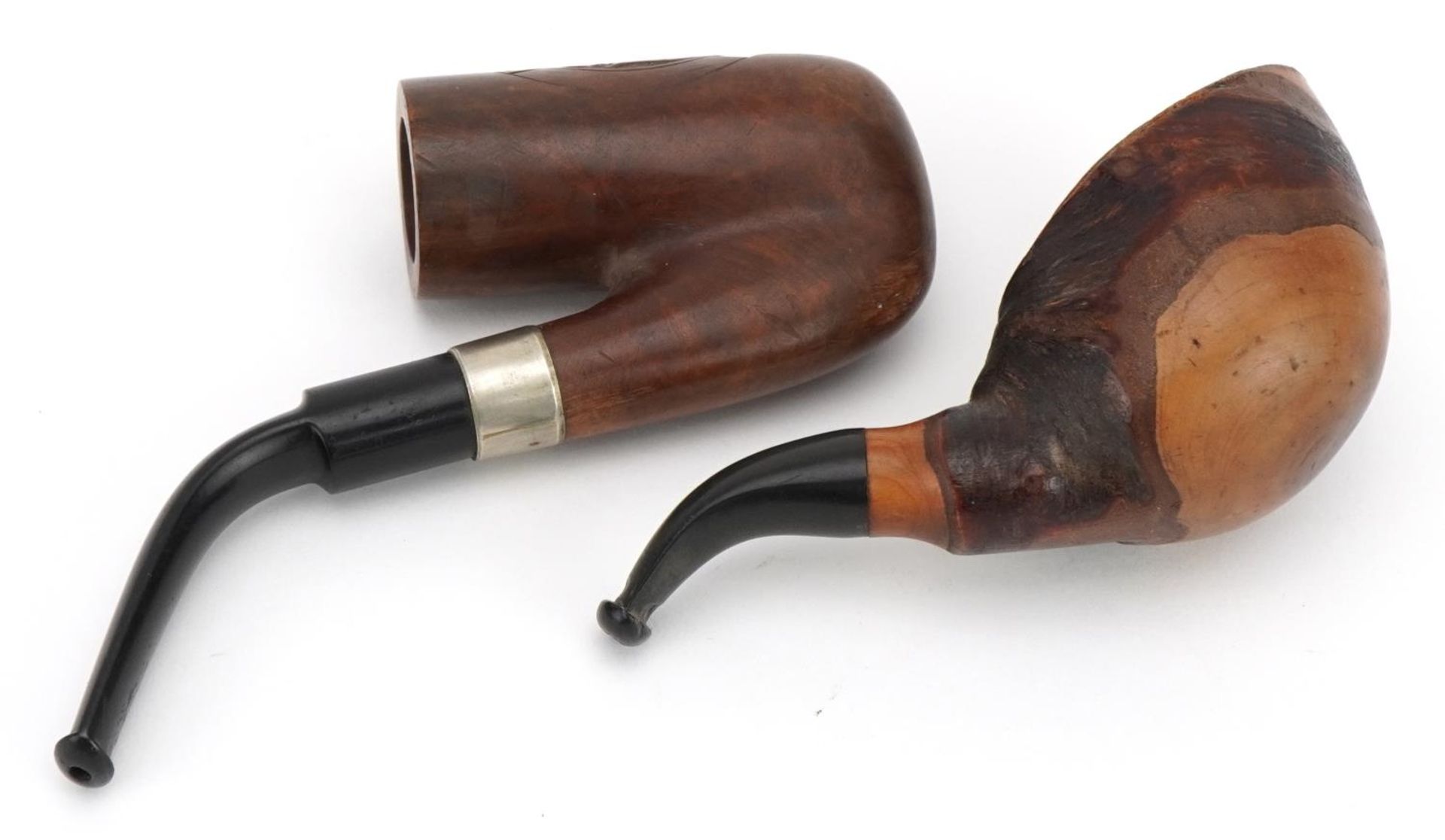 Boer War military interest smoking pipe and a cherry wood example made in Austria, the largest 12. - Image 2 of 4