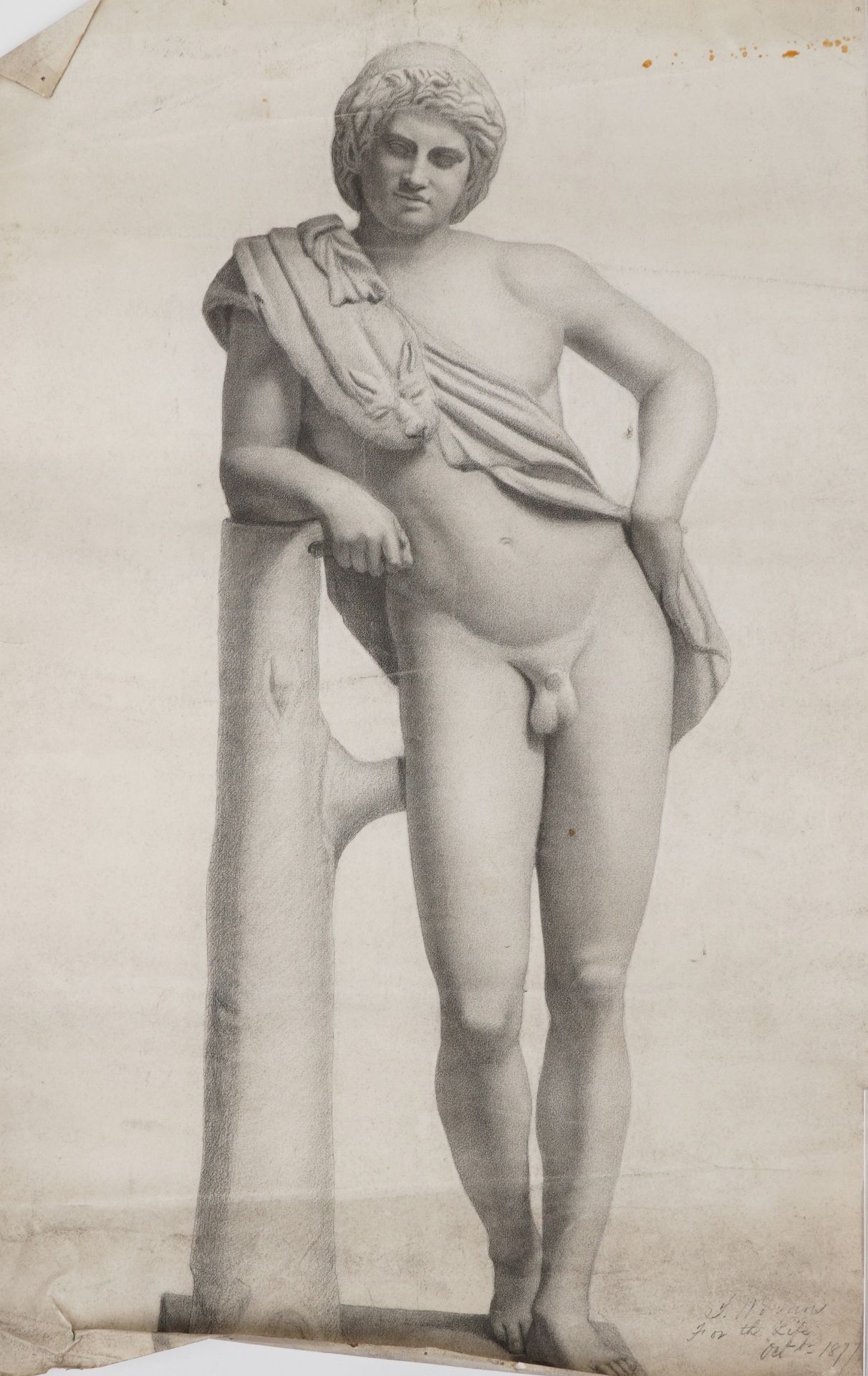 Full length studies of nude males, one wearing a Grecian robe and a head and shoulders portrait of a - Bild 9 aus 12