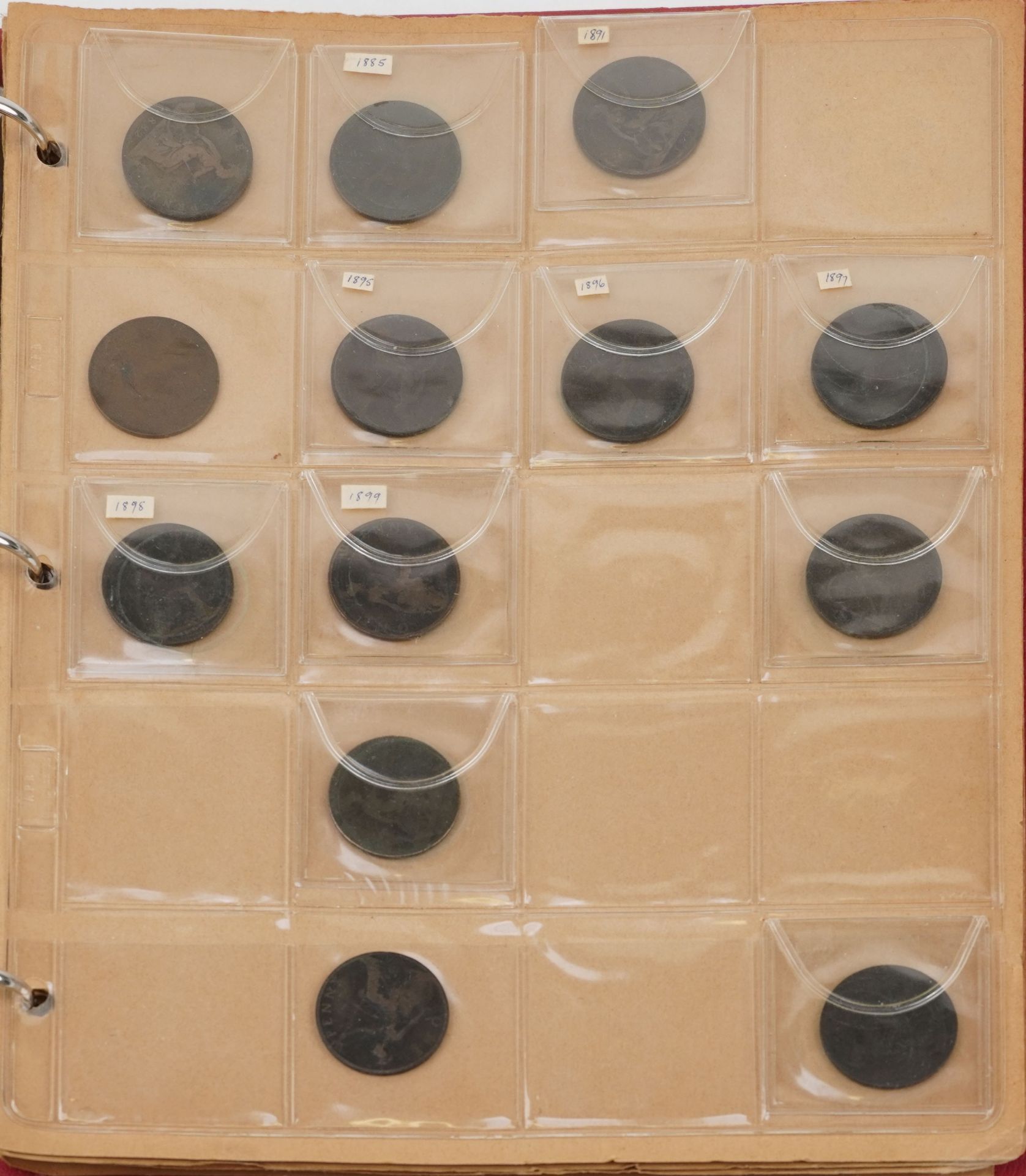 Charles II and later British coinage arranged in an album including farthings and pennies - Image 6 of 9