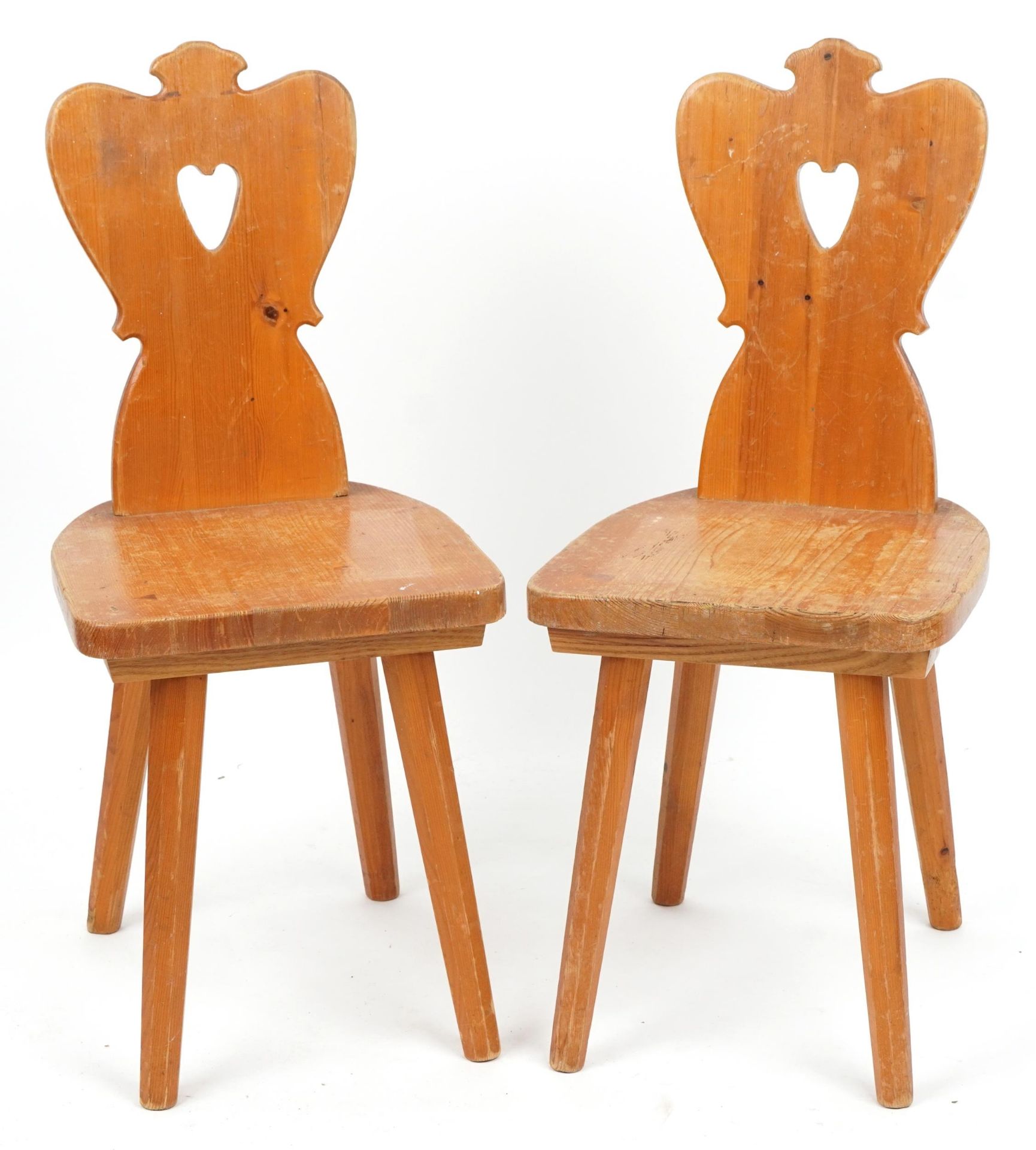 Pair of pine hall chairs, 83cm high