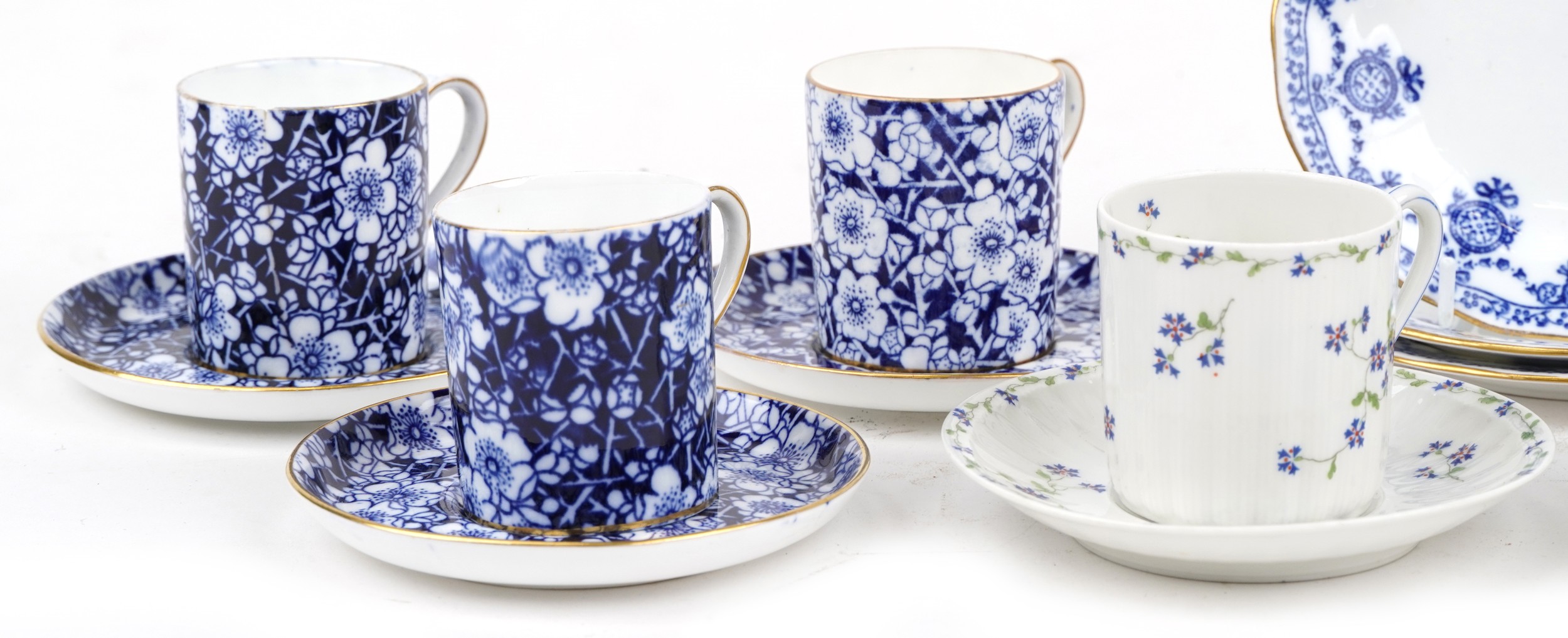 Teaware comprising Theodore Haviland Limoges, Coalport and Wedgwood, the largest 14.5cm in diameter - Image 2 of 4