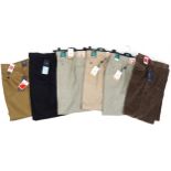 Six pairs of as new gentlemen's trousers including Marks & Spencer and Blue Harbour, sizes 34 inch