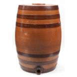 Large floor standing salt glazed stoneware barrel, 68cm high, the top 40cm in diameter