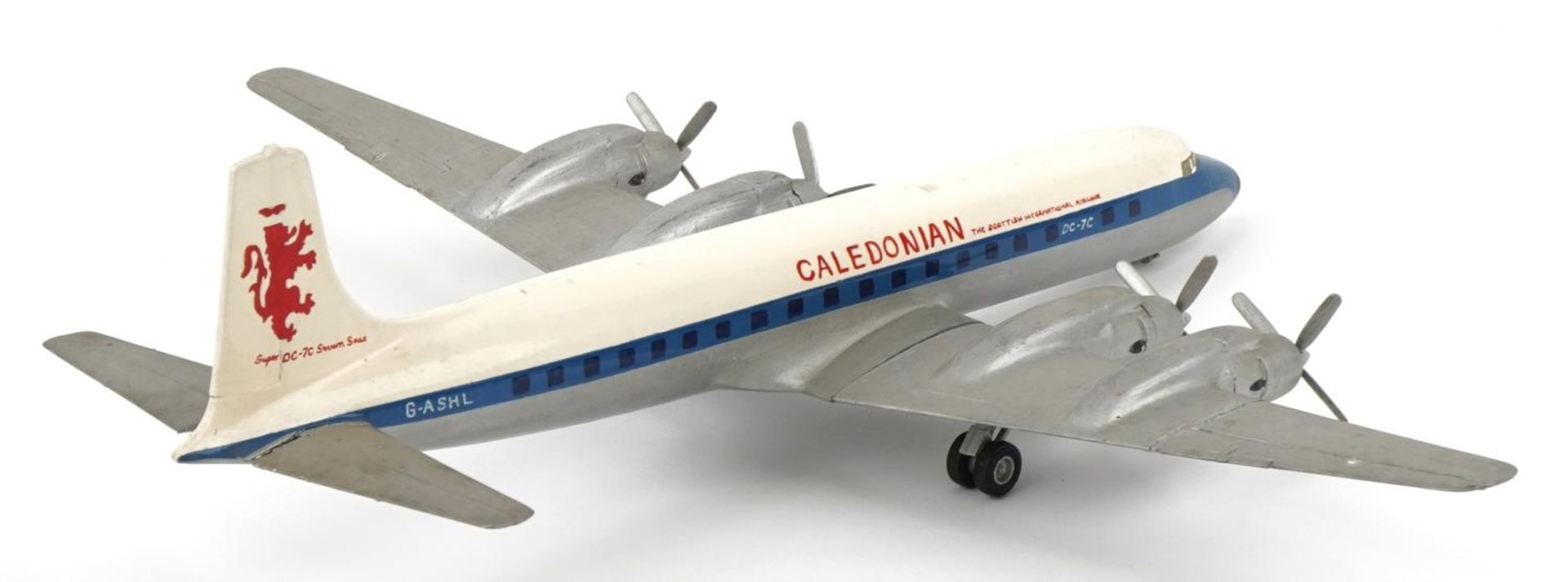 Vintage aviation interest 1:72 scale Caledonian DC7C kit model, 40cm wide - Image 3 of 6