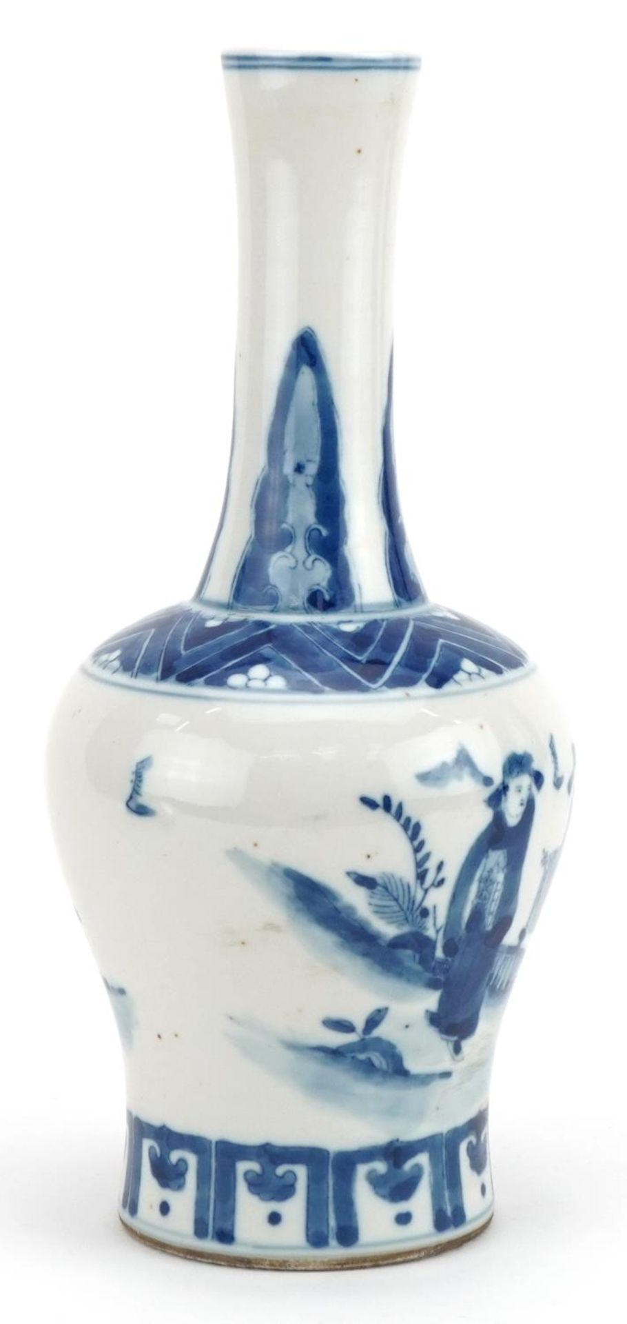 Chinese blue and white porcelain vase hand painted with figures, four figure character marks to - Image 4 of 6