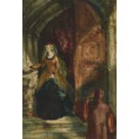 Samuel Skillen - Lady in a chapel, 19th century Irish watercolour, Cynthia O'Connor & Company